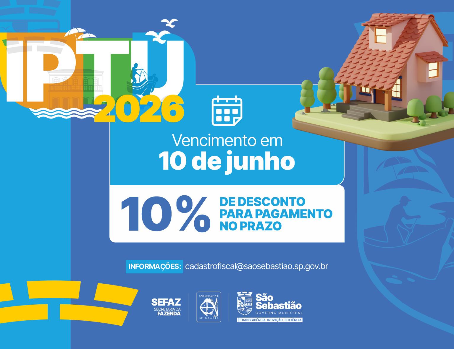 IPTU DE JUNHO VENCE NESTA QUARTA EM SÃO SEBASTIÃO