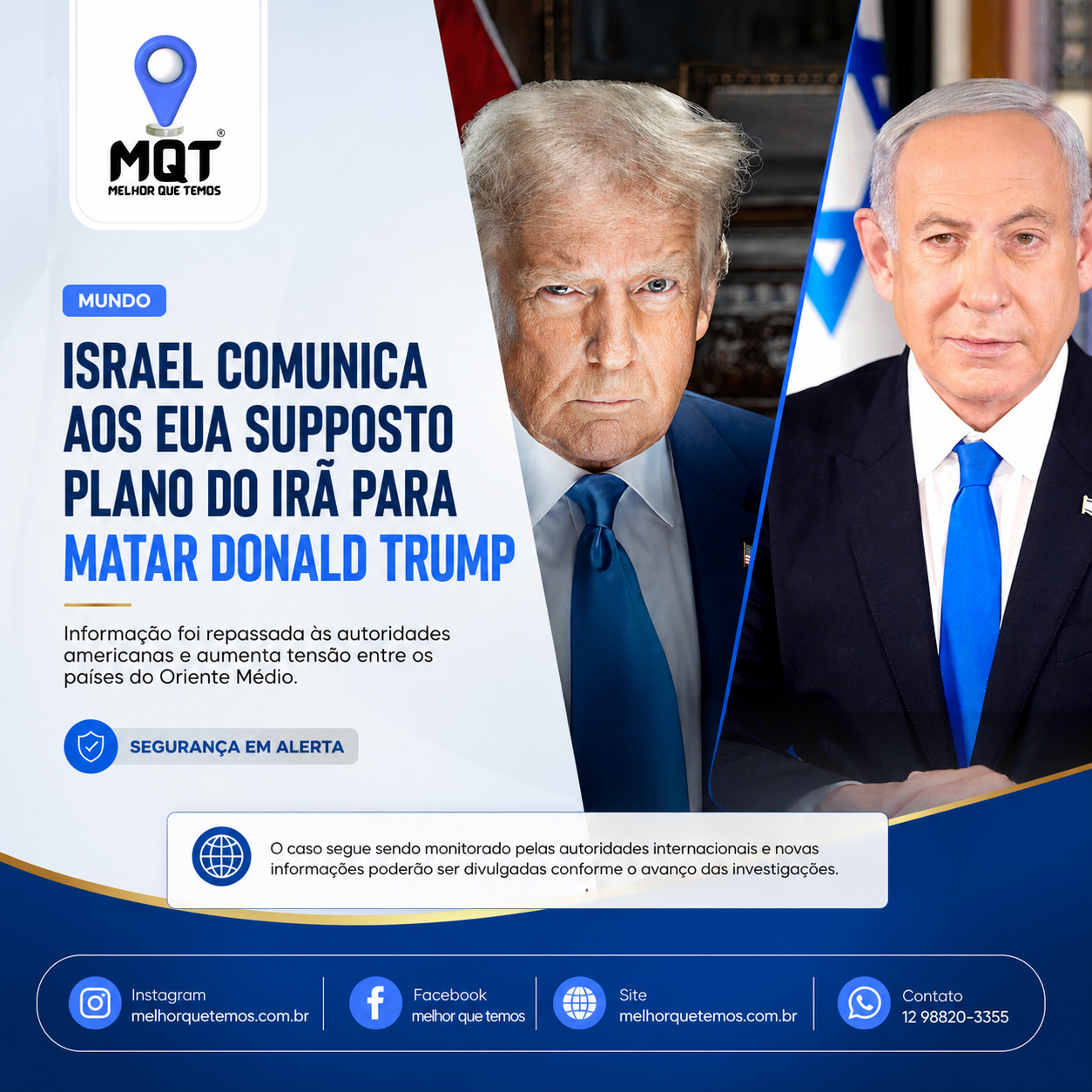 ISRAEL ALERTA EUA SOBRE SUPOSTO PLANO CONTRA TRUMP