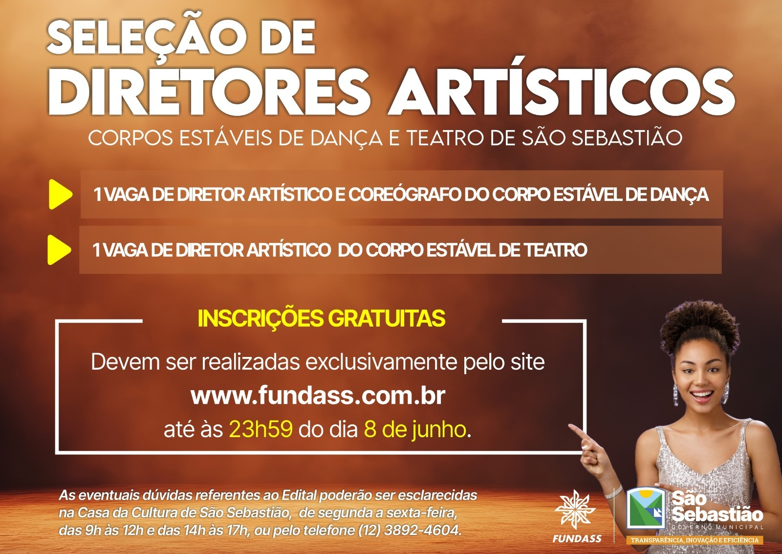 Fundass abre inscrições para seleção de Diretores Artísticos dos Corpos Estáveis de Dança e Teatro de São Sebastião