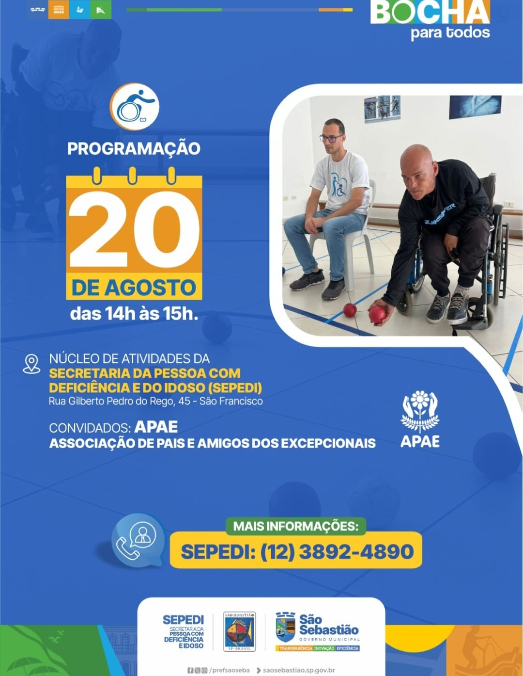 Prefeitura de São Sebastião promove vivência ‘Bocha para Todos’ a alunos da Apae